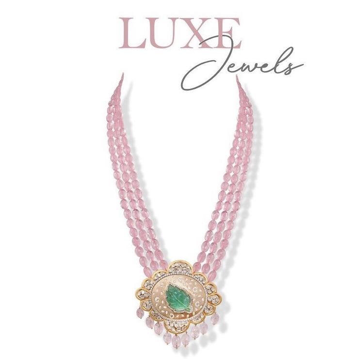 pink sapphires & emerald necklace