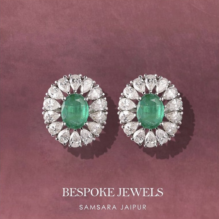 emerald & diamonds earrings