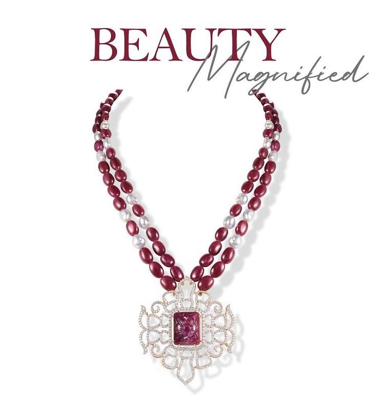 Ruby , pearls & diamond necklace