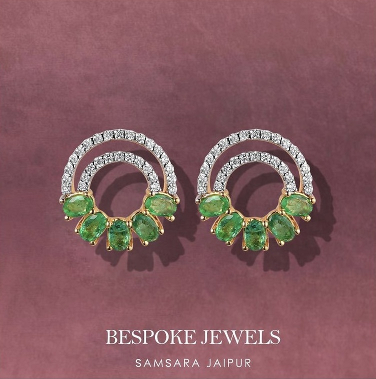 emerald & diamonds earrings